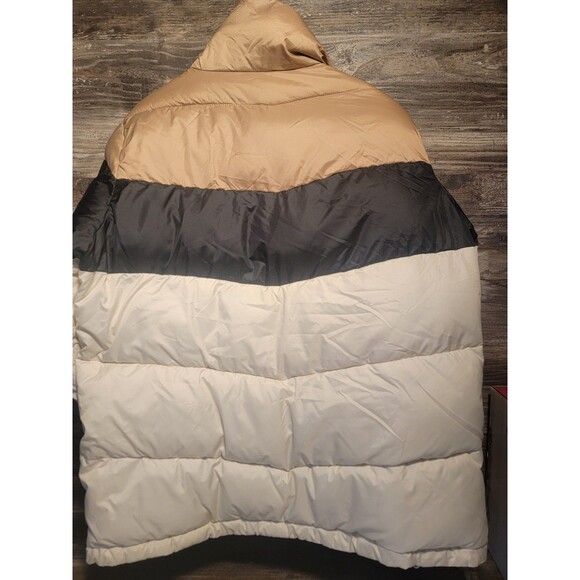 Columbia Puffect Color Blocked Jacket Cream Tan Black MSRP $160 - Womens L New - Picture 3 of 5
